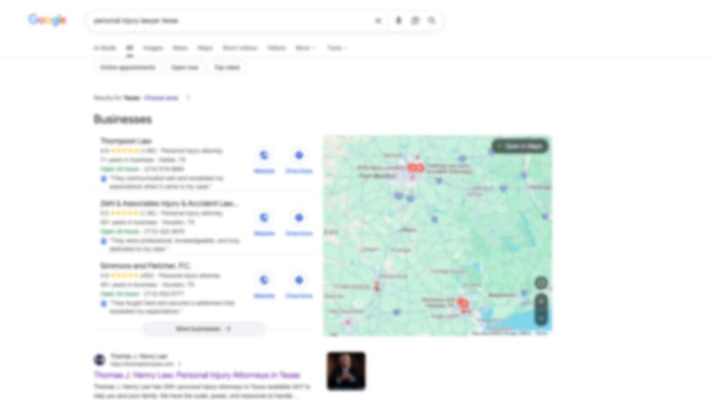 Google results showing Lawyers' Google Business Profiles