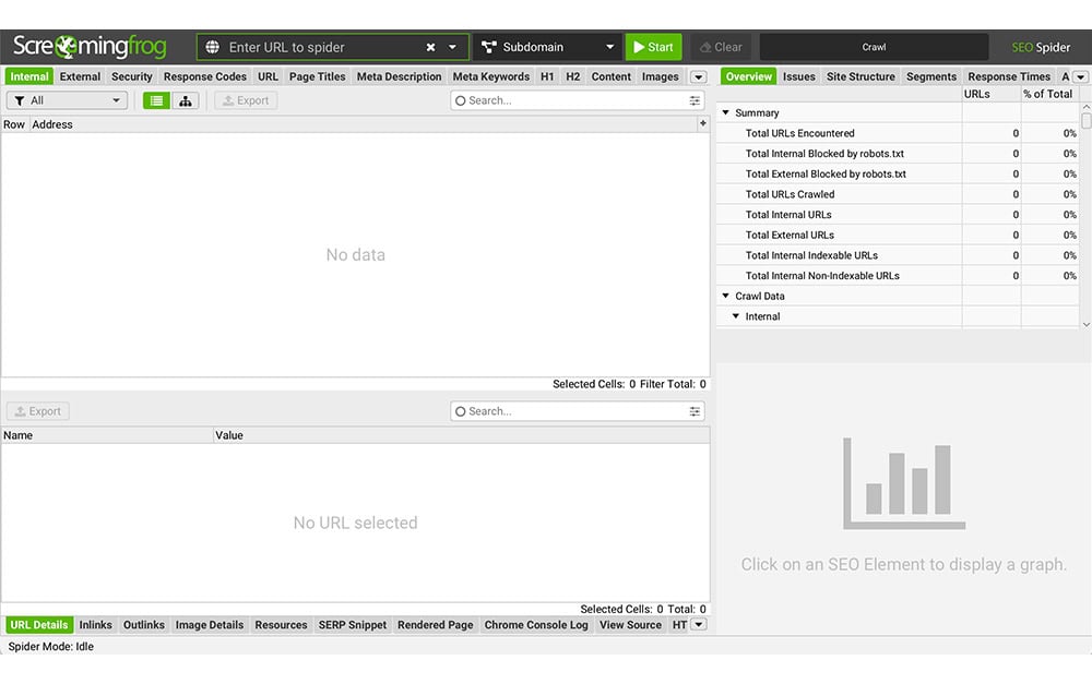 Screenshot of Screaming Frog SEO Spider