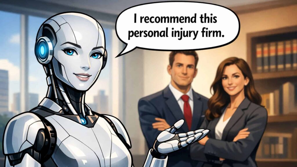 An AI robot recommending a personal injury law firm